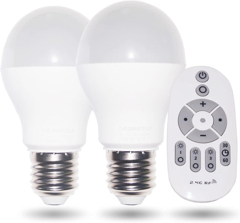 Smart LED Light Bulb Dimmable with Remote Control, E27 9W, Adjustable Color Temperature and Brightness, 2 Pack