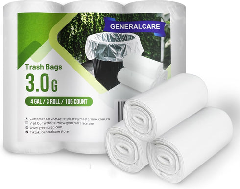4 Gallon Trash Can Liner - 105 Count Trash Bag 3 Rolls,