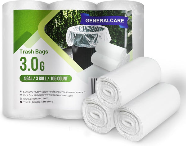 4 Gallon Trash Can Liner - 105 Count Trash Bag 3 Rolls,