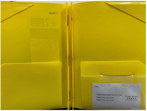Mead Five Star Plastic 2-Pocket & 3-Prong Folder, Yellow (34609)