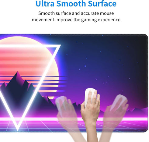Retro Vaporwave Gaming Mouse Pad, Large XL Cool Desk Mat Synthwave Neon Extended Pads for Home Office Decor Accessories