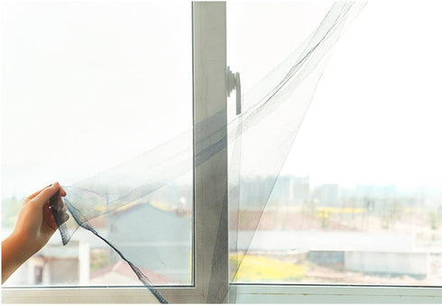FLYZZZ DIY Self-Adhesive Window Screen Netting Mesh Curtain, 100X150cm (Approach 39.37x59.05 Inches), with Hook and Sticky Tape, Fitted to Multiple Windows (1 Pack, Black) by FLYZZZ