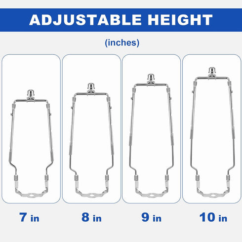 7" 8" 9" 10" 1/8 E14, E26, E27 Lamp Shade Harp Holder Kits Adjustable fit for Standard IP, Lamp Harp Saddle with Lamps