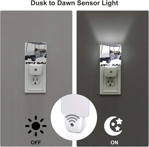 Loklneyk Let's Roll Golf Cart Night Light Plug Into Wall,Nightlights with Light Sensor Dusk to Dawn,Plug in Night