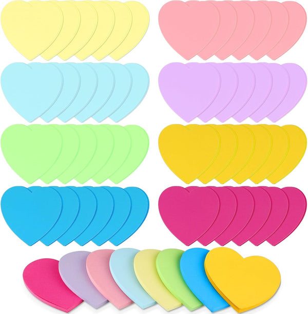 Teling 48 Pcs Heart Sticky Notes: 2160 Sheets, Heart Shaped Sticky Notepads, 3 x 3" Cute Self Sticky Notepads