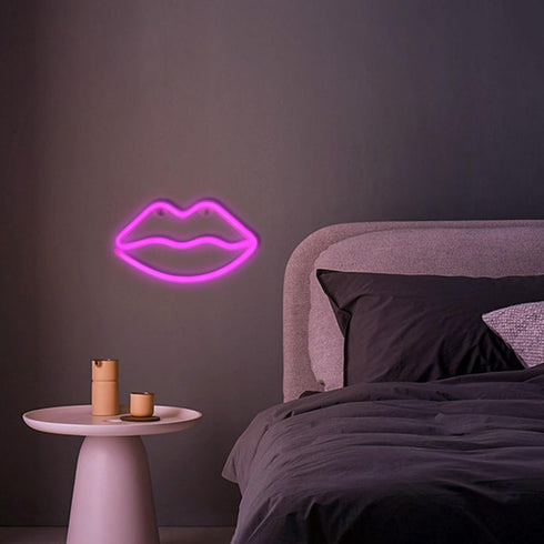Pink Lips Neon Sign Night Lights for Bedroom LED Pink Wall Sign Party Girls Baby Kids Children Gifts Home Lips Neon