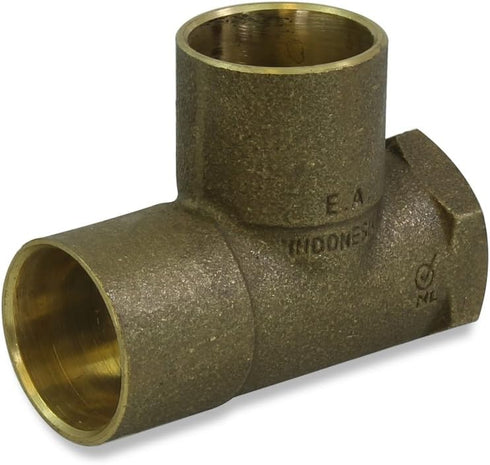 Everflow Supplies CFCT3412-NL Cast Brass Tee Fitting, 3/4" x 1/2" x 3/4" with Solder Cup