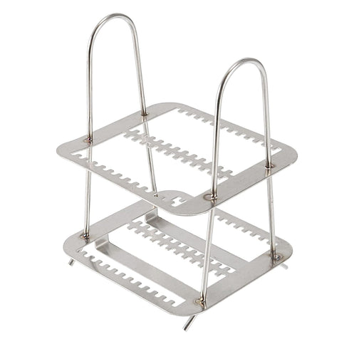 uxcell Microscope Slides Rack, 26 Positions Stainless Steel Staining Rack for Research Experiments, Silver Tone