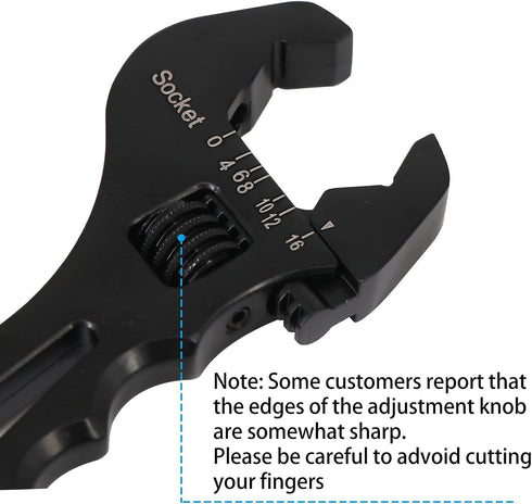 Dokili 3AN-16AN Adjustable Fitting Wrench, Lightweight Black Aluminum Tool for Hose Fitting