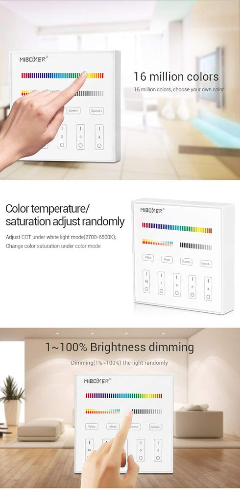 B4 4-Zone 3V,Only Bulb,Spotlight,Downlight,Flood FUT037 FUT038 LGIDTECH Wall-Mounted Smart Panel Controller DC Work