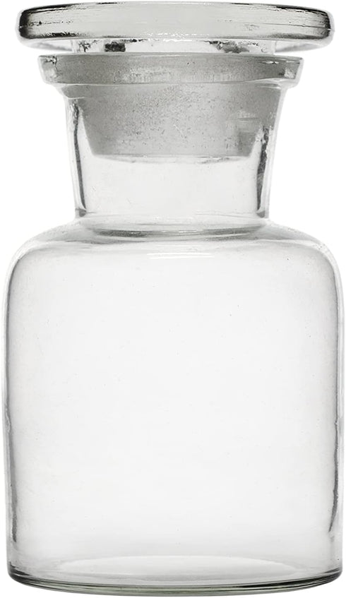 EISCO Reagent Bottle, 30ml Wide Neck with Tight Fitting Glass Stopper, Soda Glass for Labs