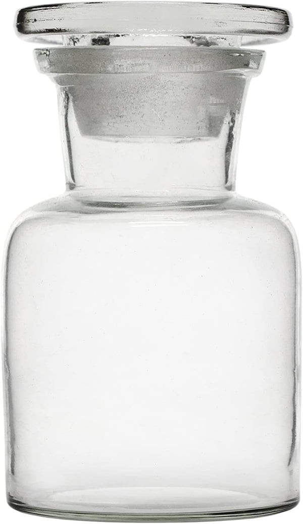 EISCO Reagent Bottle, 30ml Wide Neck with Tight Fitting Glass Stopper, Soda Glass for Labs