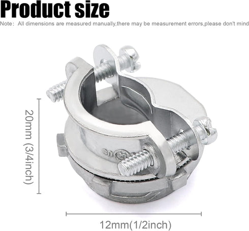 24pcs 1/2Inch Clamp Type Cable Connectors for Metallic Conduit to Protect Cables