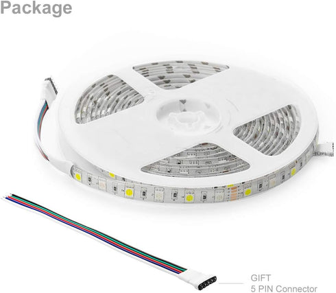 5050 White(6000K-7000K) 150RGB+150White 5m 16.4ft 60LED/m IP65 10mm DC12V BTF-LIGHTING RGBW RGB+Cool LED Tape Light