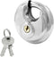 Round Disc Padlock, Heavy Duty Stainless Steel Lock with Key for Storage Units, Garages, and Sheds