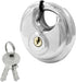 Round Disc Padlock, Heavy Duty Stainless Steel Lock with Key for Storage Units, Garages, and Sheds