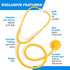 DS-9294 22" Pack 10 PrimaCare Disposable Stethoscope with Sound Sensitive Chestpiece and PVC Tubing, Yellow