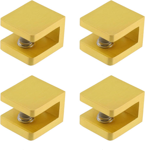 KUMGROT 0.87" Inch Shelf Square Clips, Gold Pure Copper U Bracket Brass,