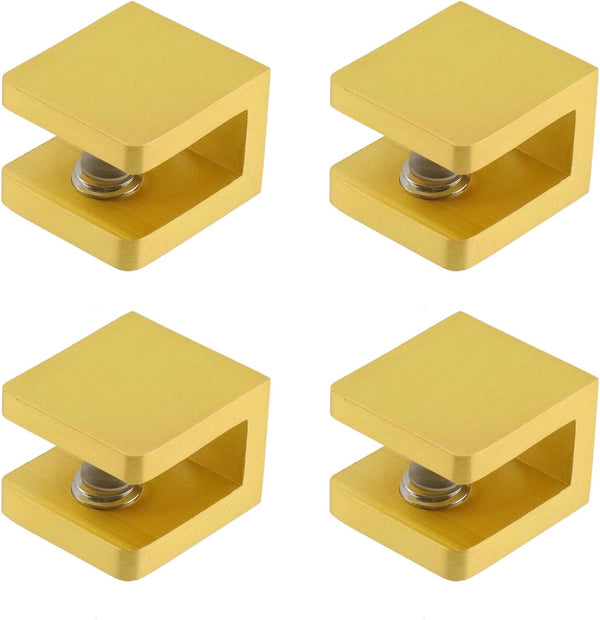 KUMGROT 0.87" Inch Shelf Square Clips, Gold Pure Copper U Bracket Brass,