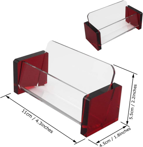 Enyuwlcm Acrylic Desktop Business Card Holder Display for Desk – Elegant Business Card Stand for Office, Red/Clear with
