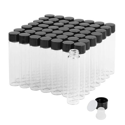 50PCS 7ml Clear Glass Vials with Screw Caps and Plastic Stoppers, Leak-Proof Small Liquid Sample Vial