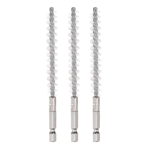 3pcs Nylon Bore Brush, 8mm Dia Cleaning Wire Brush with Handle, 1/4 Inch Hex Shank for Tubes and Bearings