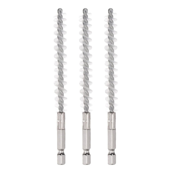 3pcs Nylon Bore Brush, 8mm Dia Cleaning Wire Brush with Handle, 1/4 Inch Hex Shank for Tubes and Bearings