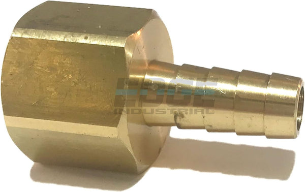 3/8" Hose ID to 1/2" Female NPT FNPT Straight Brass Fitting for Fuel/AIR/Water/Oil/Gas/WOG (Qty 01)