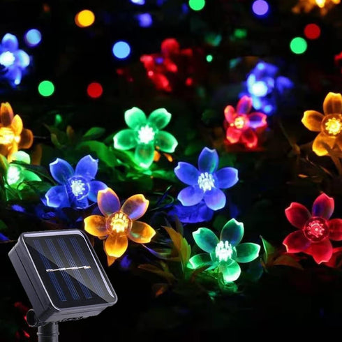 ITICdecor Solar Flower String Lights Outdoor Waterproof 50 LED Solar Powered Fairy