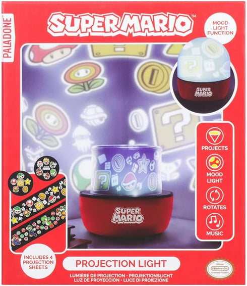 3 Paladone Super Mario Projection Light - Officially Licensed Nintendo Projector Lamp with Interchangeable Scenes