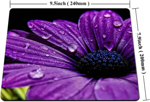 Smooffly Mouse Pad, Purple Daisy Rectangle Mouse Mat Design, Natural Eco Rubber Computer Desk Stationery Accessories