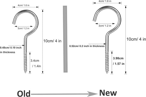 Large Screw Hooks - 4 Inches Heavy Duty Ceiling Hooks for Indoor and Outdoor Hanging Plants, 10 Pieces
