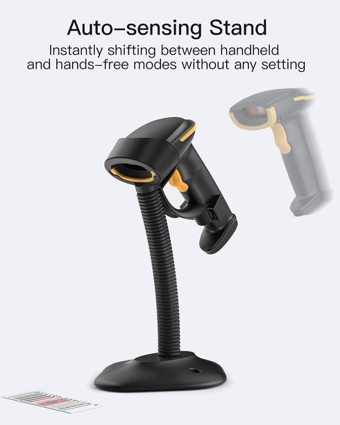 Inateck 2D 2D 2600mAh BCST-35 Barcode Scanner with Intelligent Stand, Wireless QR Code Scanner, Handheld Scanner