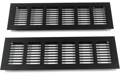 Geesatis 2 Pcs Black Louvered Ventilation Grille Air Vent for Cabinet Shoe Cabinet Hardware, 9.8 x 3.1 inch