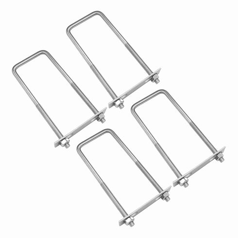 4 Sets 304 Stainless Steel Square U-Bolts, 1.57" Inner Width, 3.94" Length with Nuts