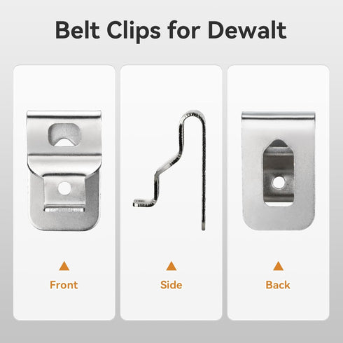Belt Clips for Dewalt, 8pcs 304 Stainless Steel Drill Clips with Screws for 20V Power Tools