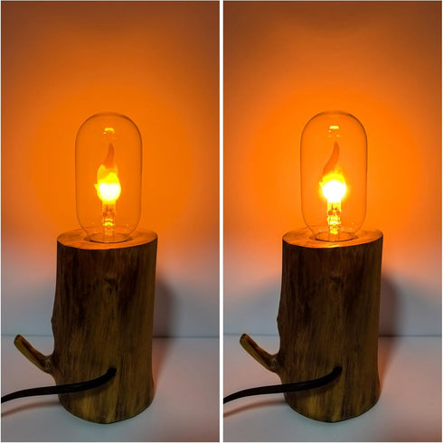 T45/T14 E26 Bulb, 2W 1800K Non-Dimmable 2-Pack LED Flame Warm Amber Clear Glass Cage, Flickering Fire Flame, Indoor Use