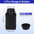PATIKIL 5 Pcs 500ml Reagent Bottles, HDPE Wide Mouth Square Bottles with Screw Cap for Lab Water Reagent Liquids Solid Sample Storage Seal, Black