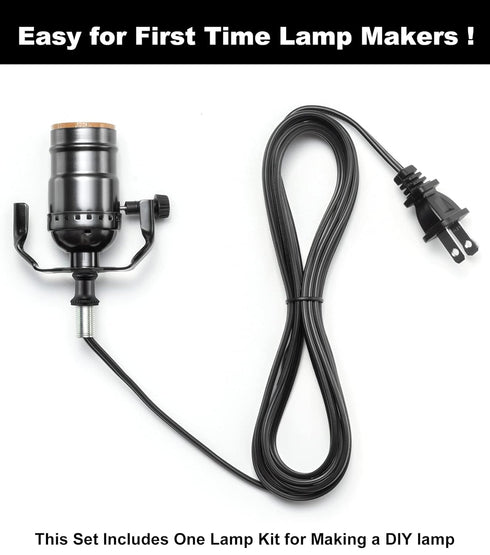 Lamp Rewire Kit, 12 Foot Matching Cord, 3 Way Socket and Essential Hardware, DIY Light Making Kit for Table and Floor