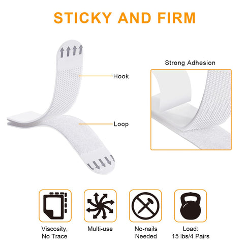 Heavy Duty Picture Hanging Strips - 15-Pairs (30 Strips) Damage Free Adhesive Hook and Loop Mounting Tapes