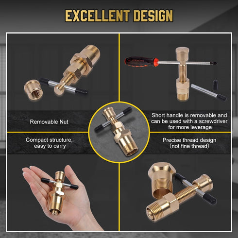 Olive Puller Not Damage The Pipe, Corrosion-Resistant Compression Ring Removal Tool for Brass Pipes NPT 1/2" & NPT 3/4"