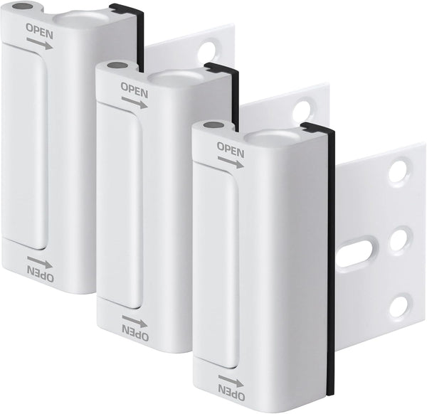 Home Security Door Reinforcement Lock, 3-Pack Upgraded White Front Door Locks for