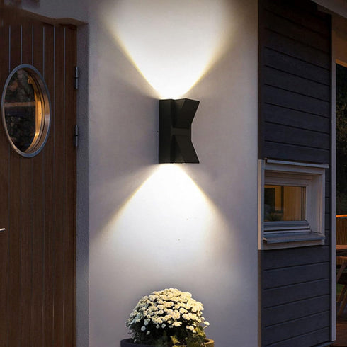 Tyenaza Wall Lamp, Outdoor Wall Light Plastic Housings Dual Head Exterior Wall Lamp with Up and Down Sconces for Porch