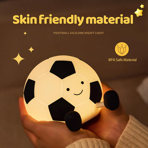 AGEK 3 Dimmable Soccer Night Light for Kids, Cartoon Soccer Lamp Silicone Baby Nursery Night Light with Level