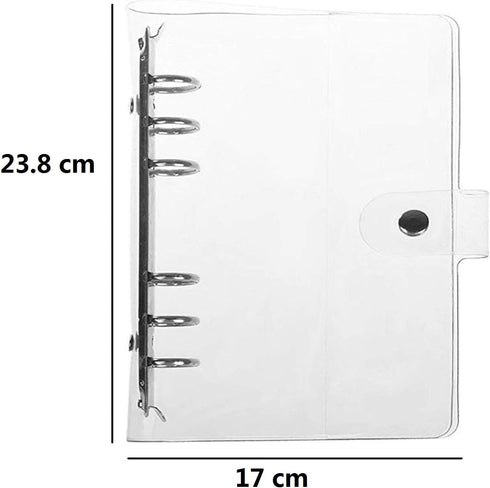 FUKQVOD Pack of 2 Transparent Soft PVC 6-Ring Binder Cover w/Snap Button Closure for 6 Hole Planner Pages Refill Insert (White) by LKERLAN