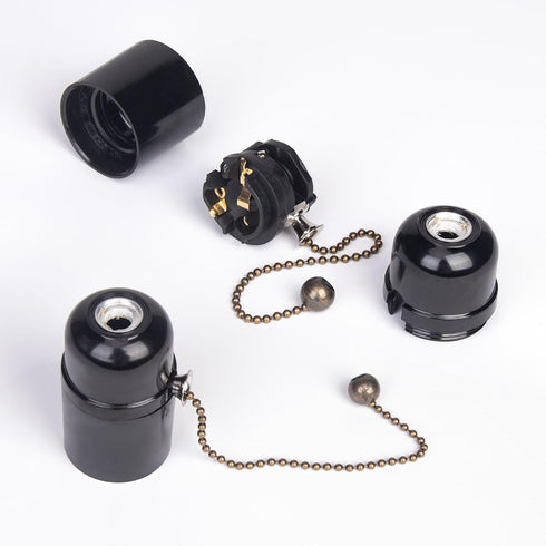 2E26 Bulb Bulb FIRVRE Retro lamp Holder with Pull Chain,Waterproof lamp Bases,Edison Vintage Holder,Screw Adapter