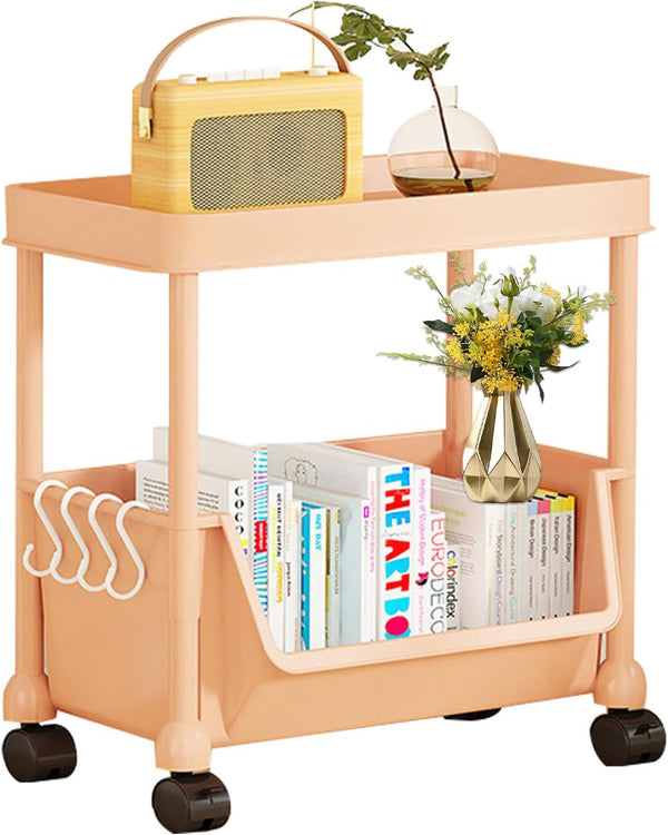 Generic Rolling Book Cart | Multi-Layer Cosmetics Storage Cart - Deskside Rolling Storage