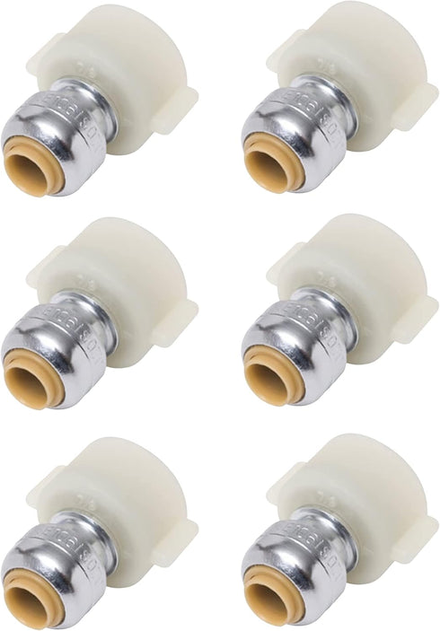 SharkBite 1/4 Inch x 1/2 Inch NPSM Faucet Connector, Pack of 6, Push to Connect Brass Fitting
