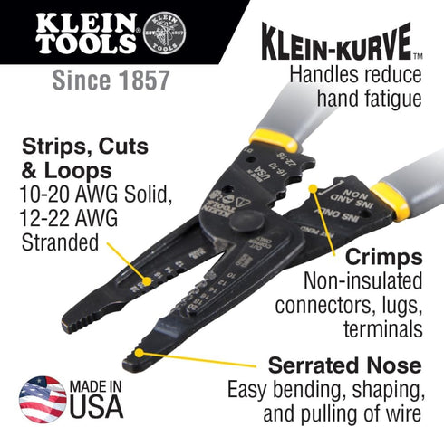 Klein Tools 1009 Multi Tool, Wire Stripper, Crimping Tool, Wire Cutter, Long-Nose Multi-Purpose Electrician Tool by Klein Tools