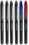 Uni-Ball AIR Micro - 0.5mm Fine Rollerball Pens, Pack of 6 - 4 Black, 1 Blue, 1 Red (Assorted Colors)